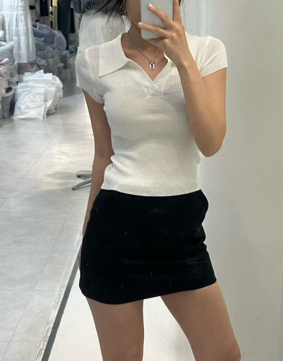 Knitted Polo T Top