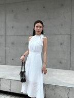 Holiday Tied Neck Maxi Dress