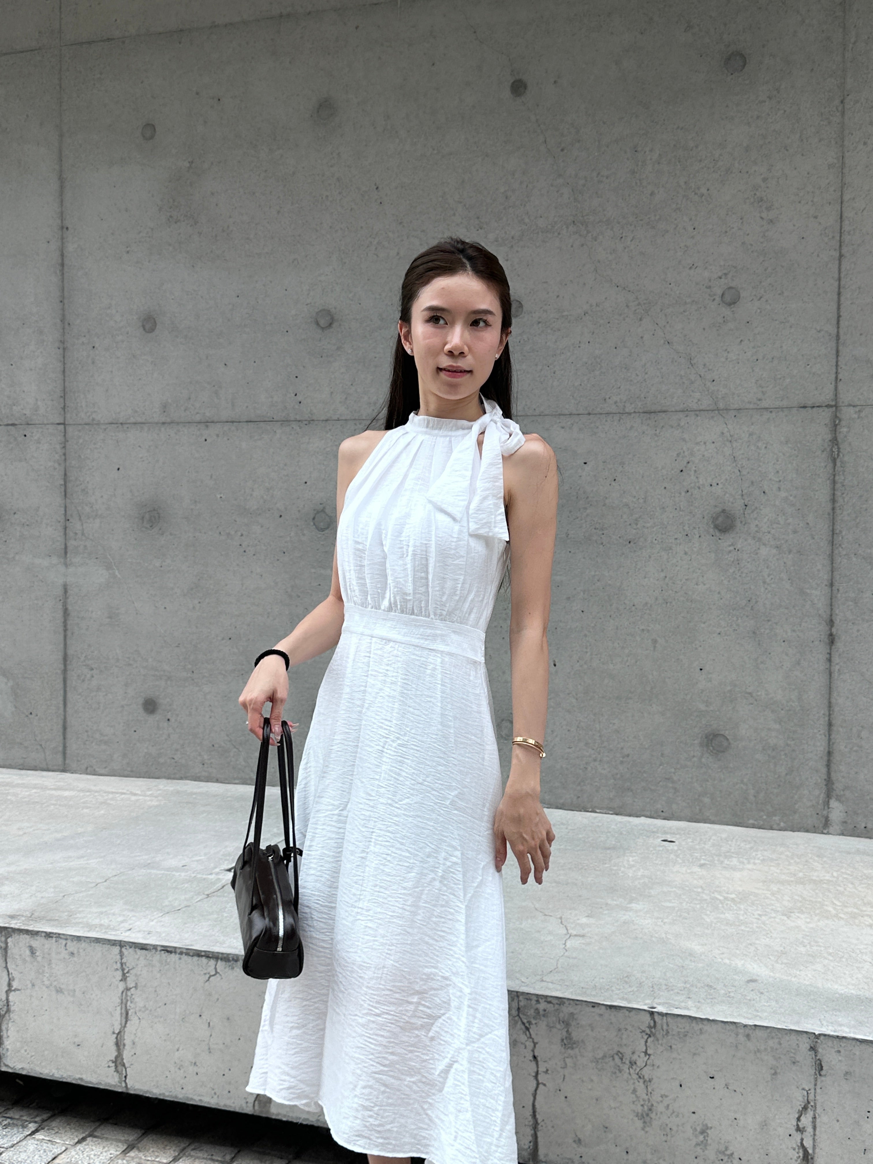Holiday Tied Neck Maxi Dress