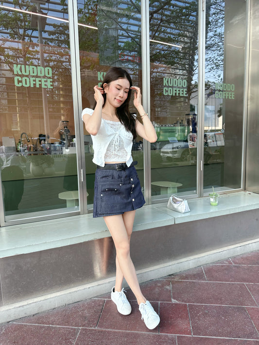 Lace Inside Tied T Top