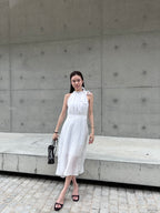 Holiday Tied Neck Maxi Dress