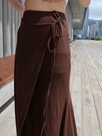 Tied on Side Cotton Maxi Skirt