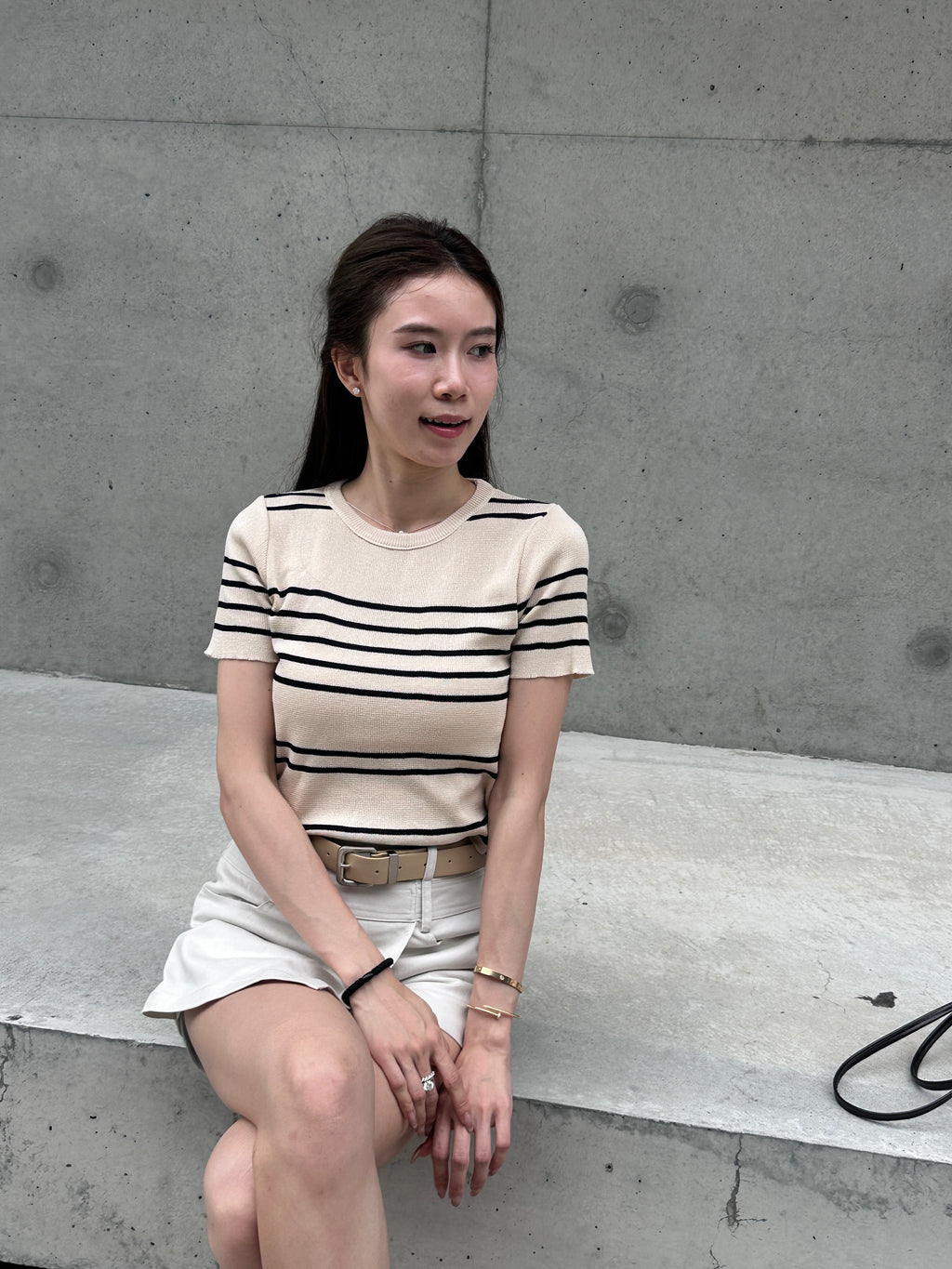 Knitted Striped T Top