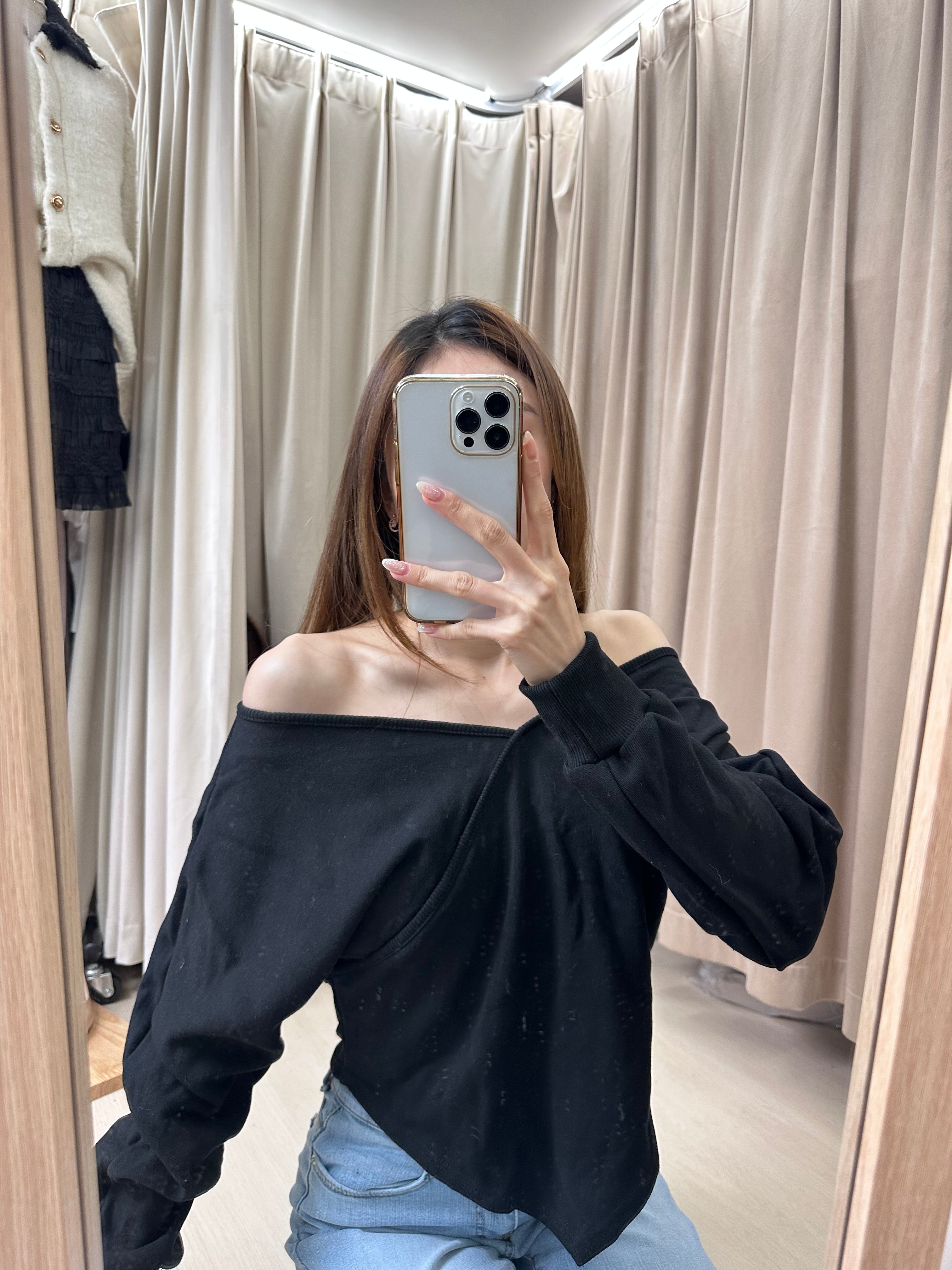 V Slide Cotton Sweater