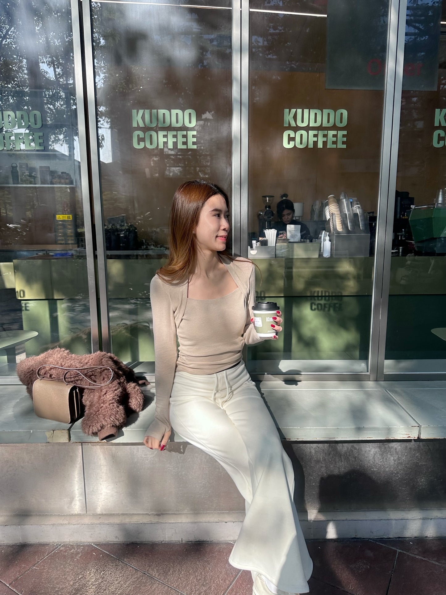 Squareneck Cotton Long Sleeves Top