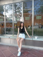 Button Skirt Short with Belt