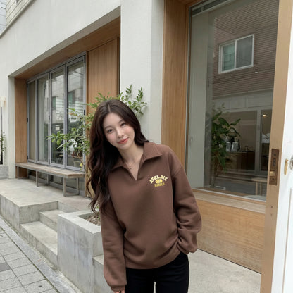 V Neck Collar Sweatshirt