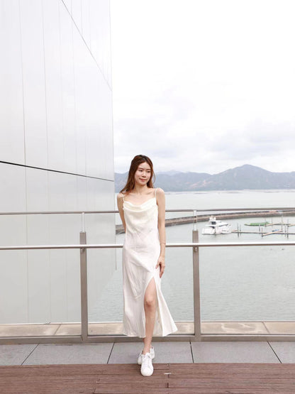 Silk Slit Maxi Dress (removable chain)