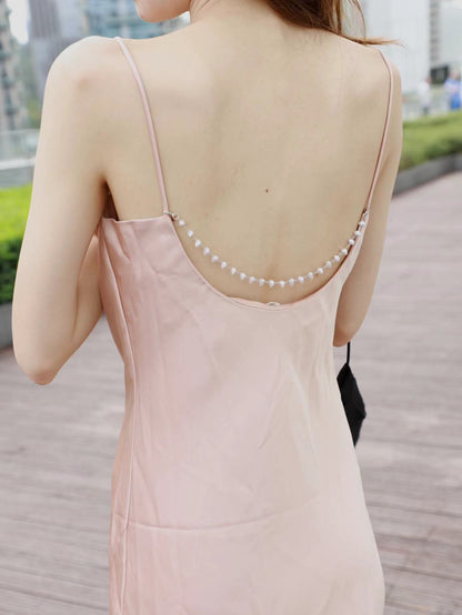 Silk Slit Maxi Dress (removable chain)
