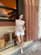 Shoulder Pads Tied Tank Top