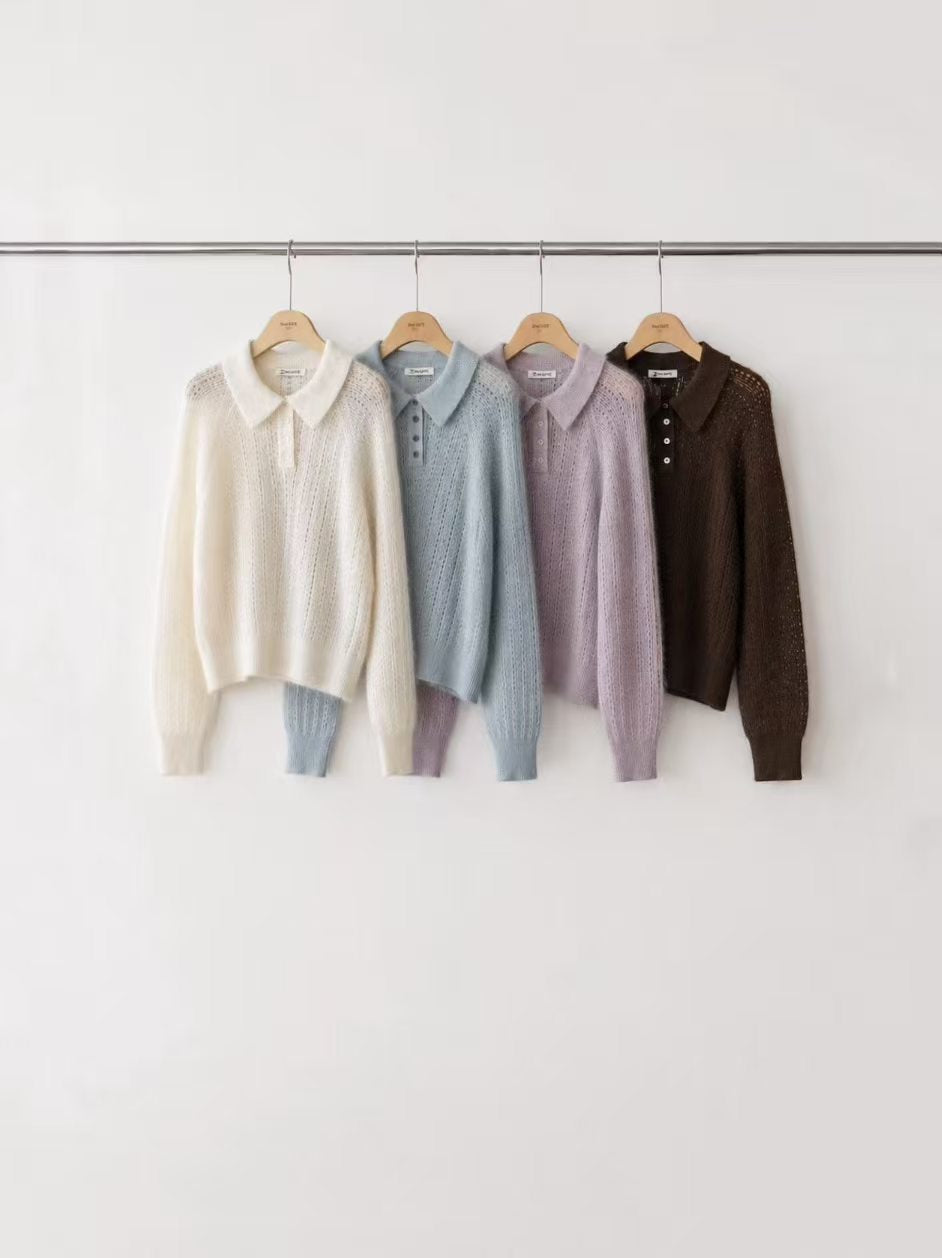 Polo Collar Knit Top