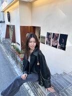 Basic Zip Up Leather Jacket