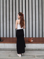 Tied on Side Cotton Maxi Skirt