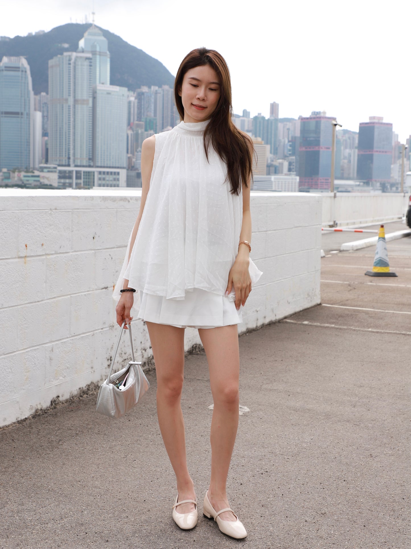 Chiffon Ribbon Alined Tank Top