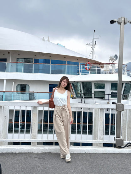 Tied Ribbon Flip Chiffon Pants