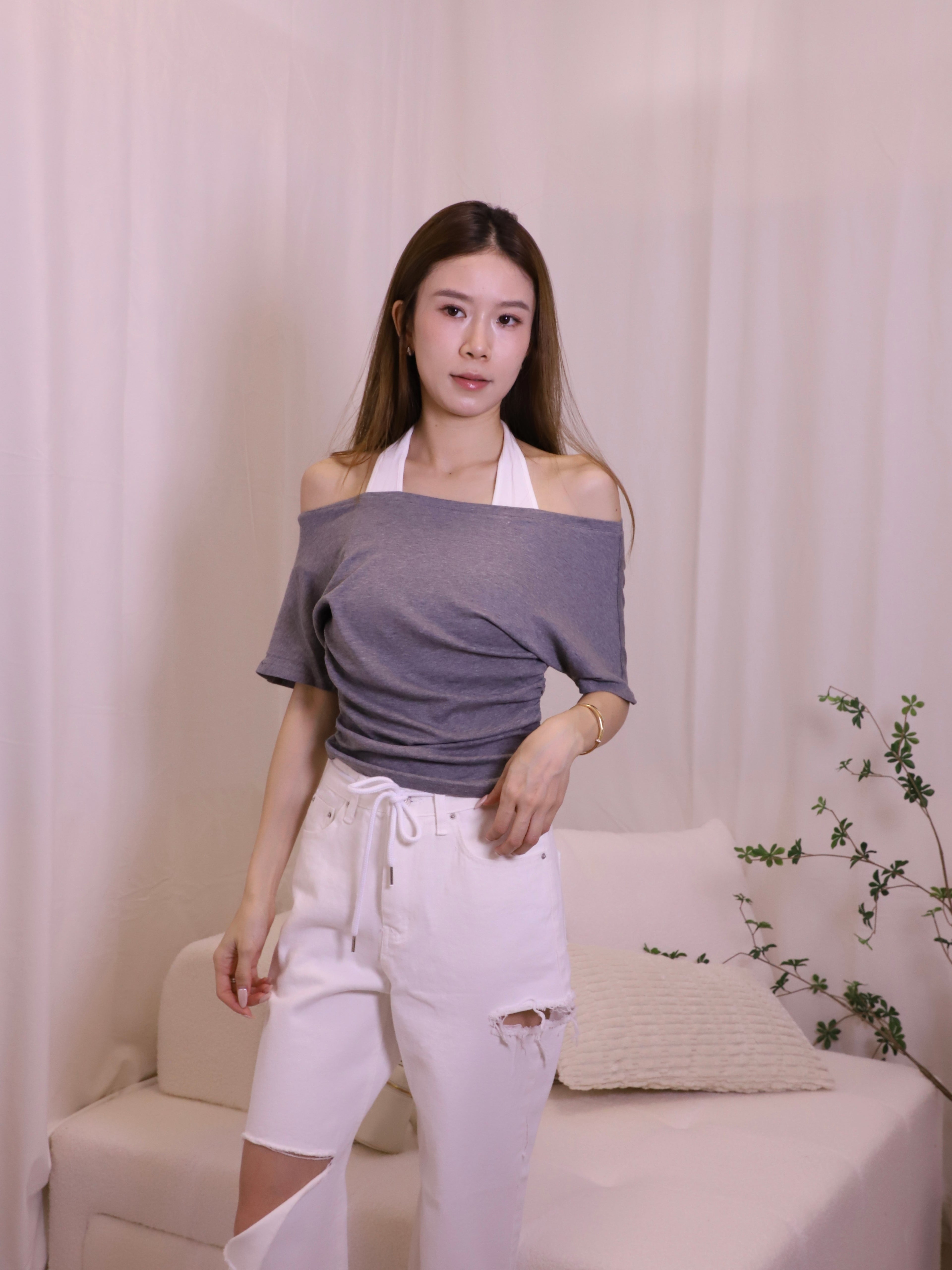 Cross Neck Doubled Base T Top