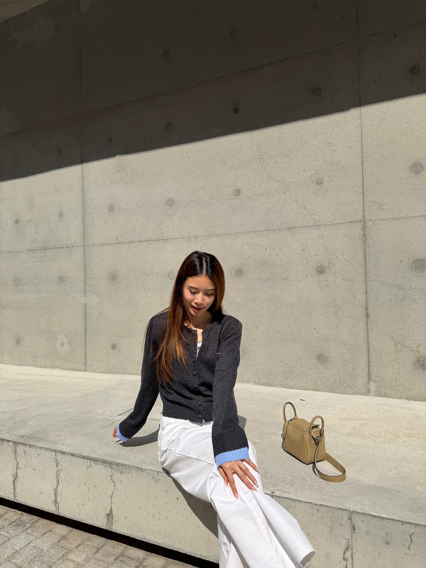 Mix Checked Wool Cardigan