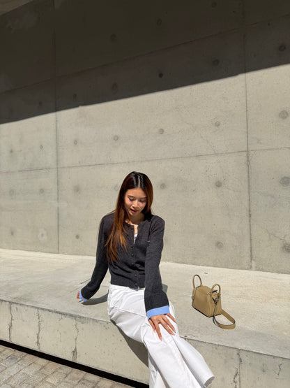 Mix Checked Wool Cardigan