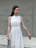 Holiday Tied Neck Maxi Dress