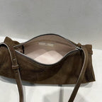 Real Leather Suede Moon Bag