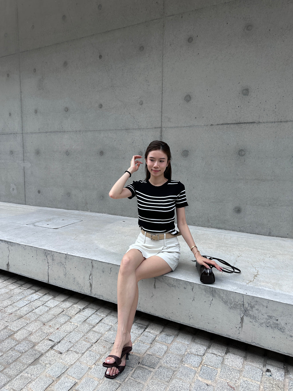 Knitted Striped T Top