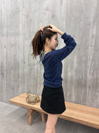 Cross neck fleece top