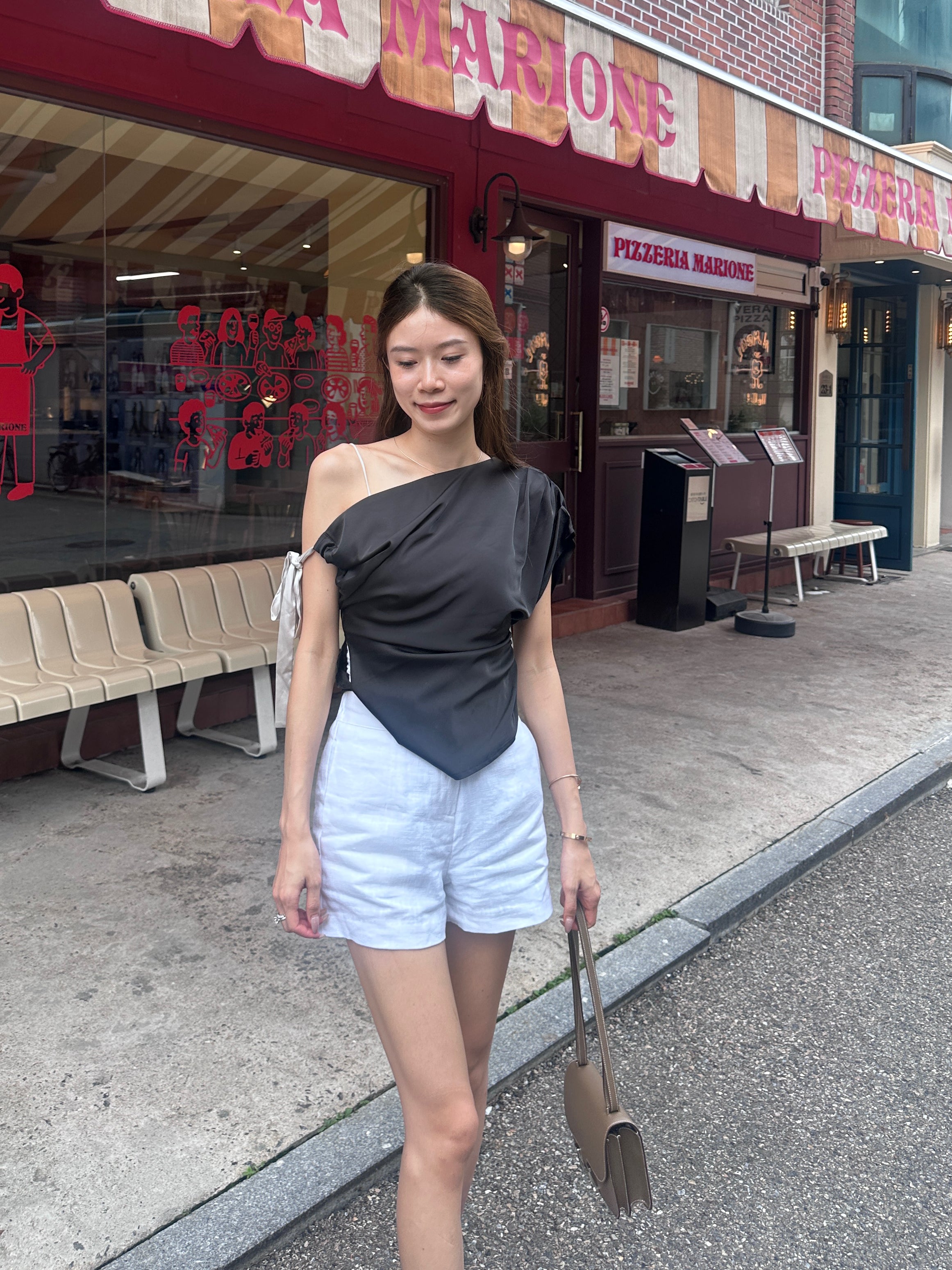 Silky Tied Shoulder Tank Top