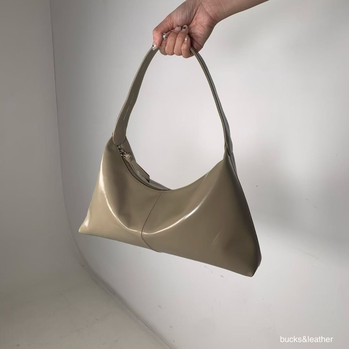 Real Leather Triangle French Bag