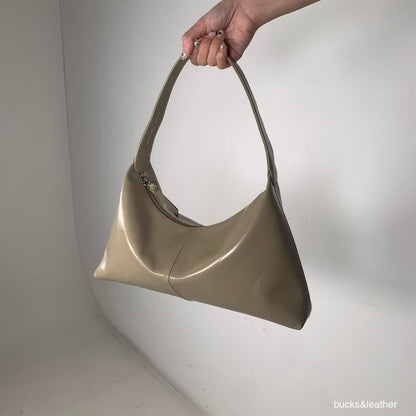 Real Leather Triangle French Bag