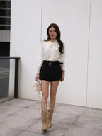 Tied Gold Button Wool Cardigan