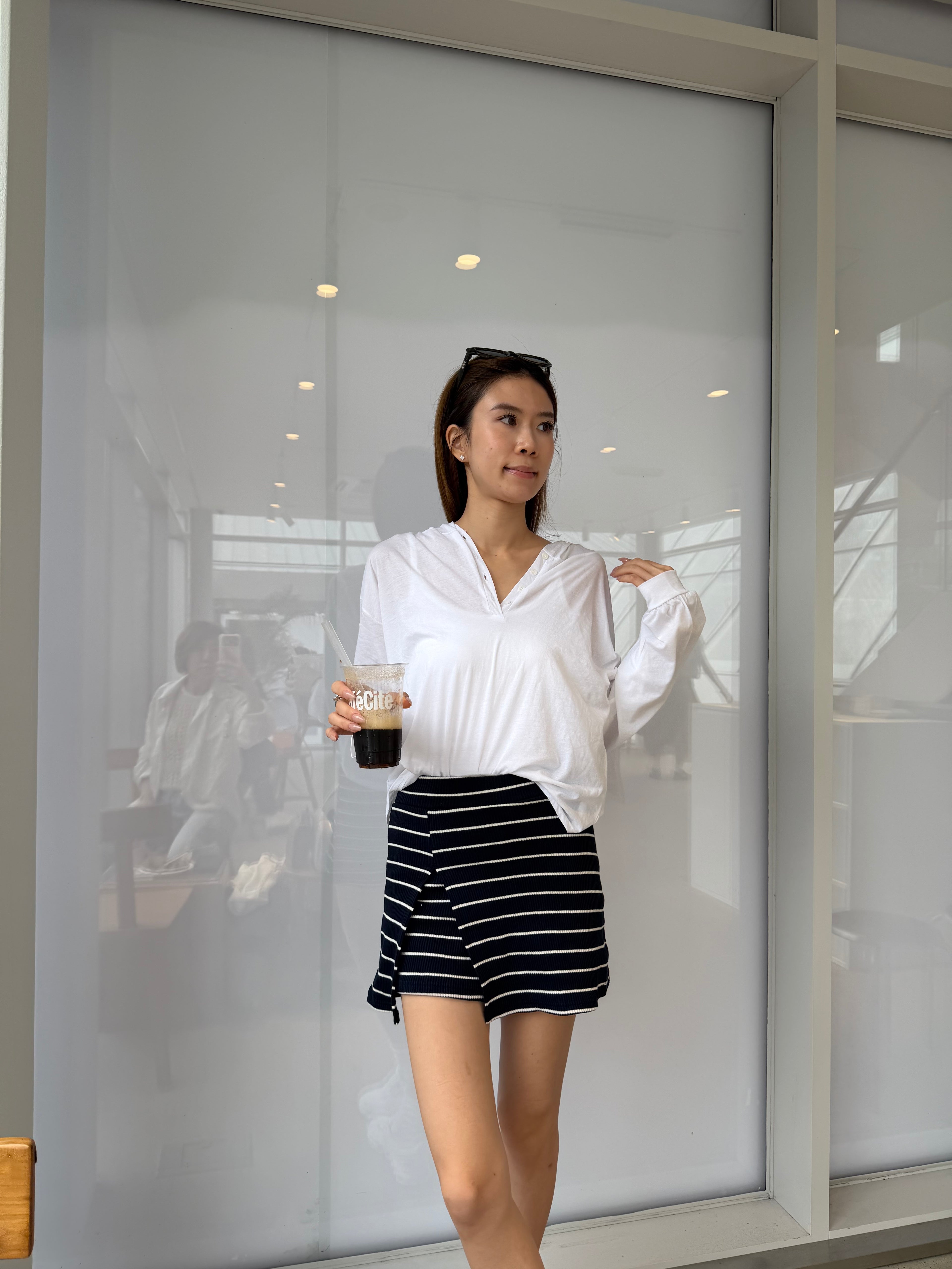 Long Sleeves & Striped Shorts Set