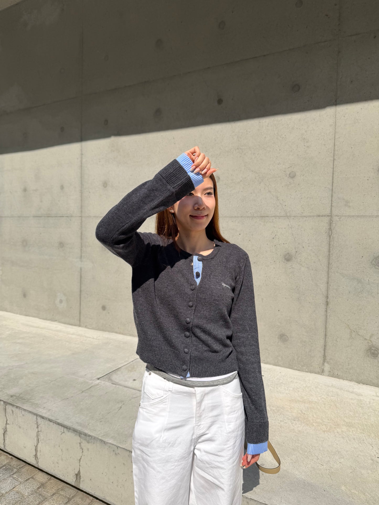 Mix Checked Wool Cardigan