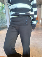 Cotton Button Flare Pants