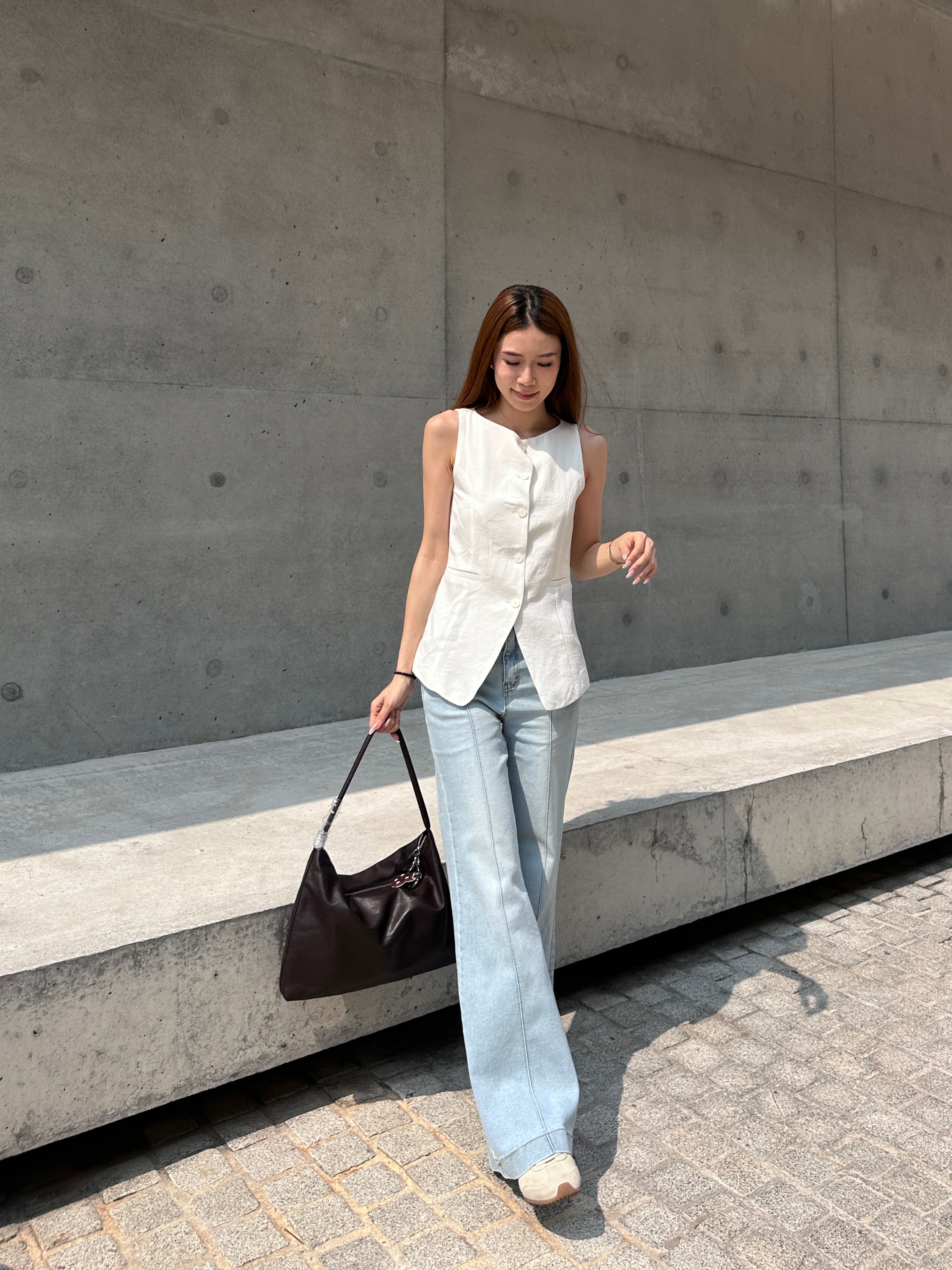Lined Wide Leg Denim Jeans