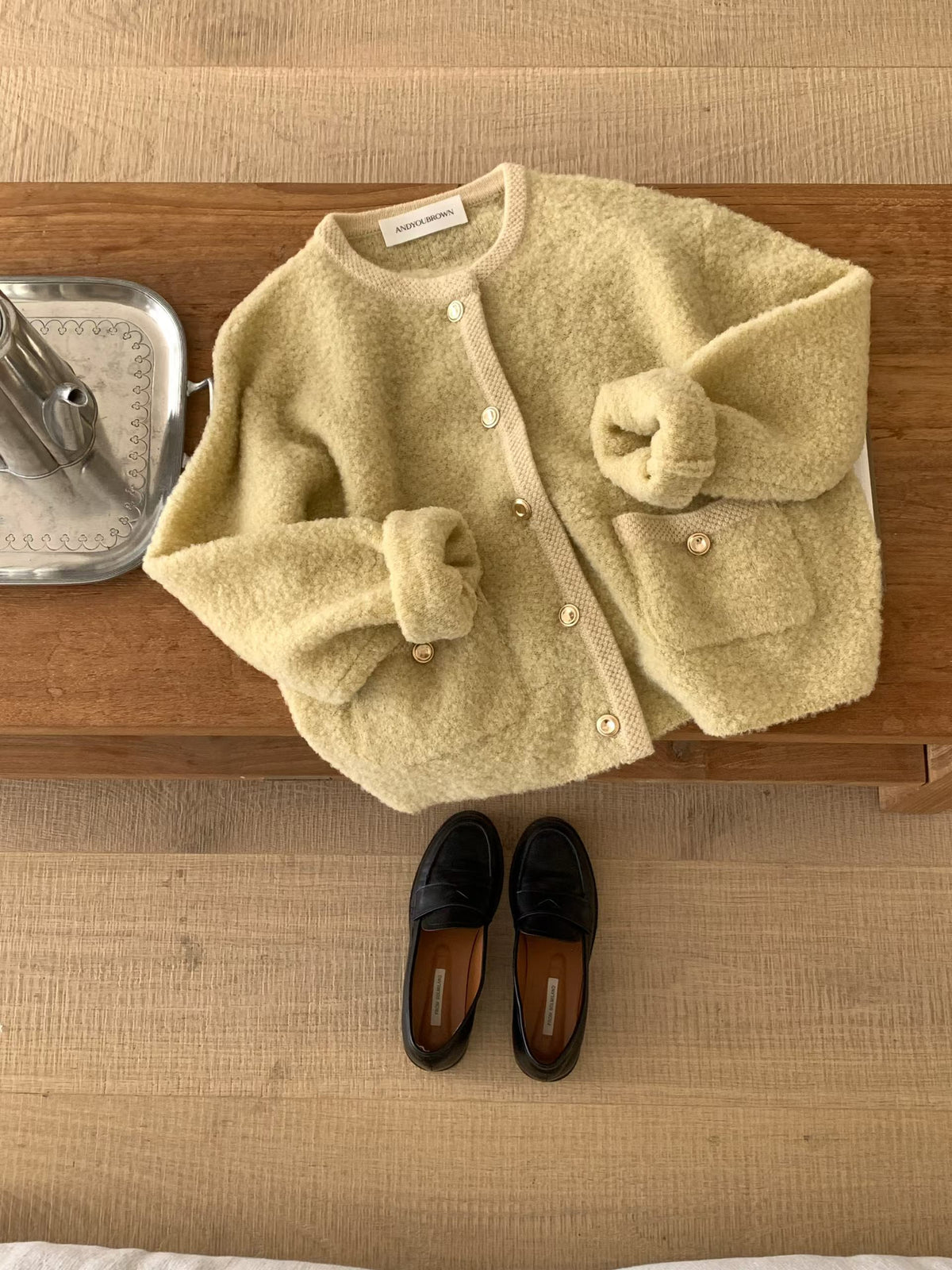 Wool Gold Button Cardigan