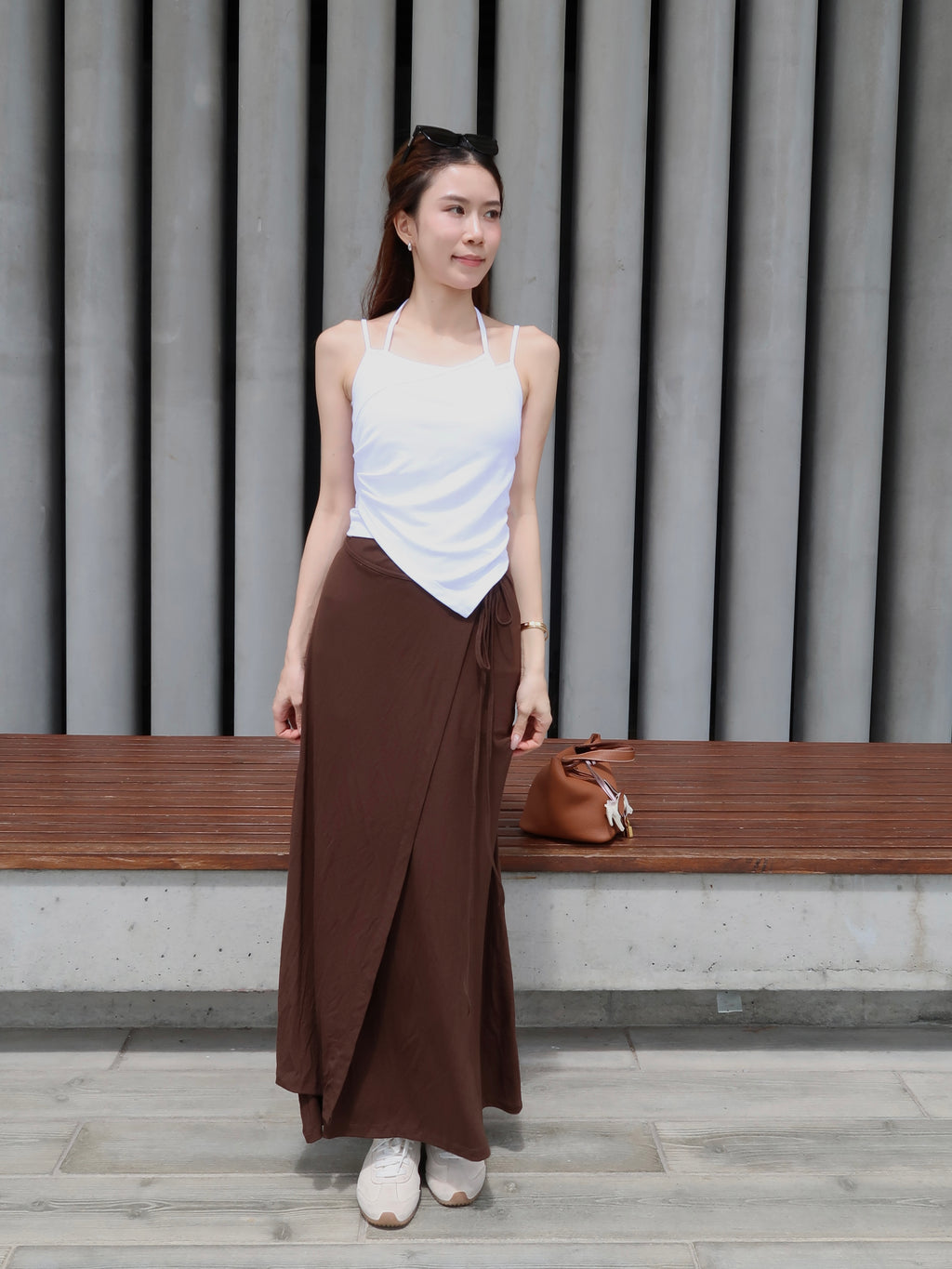 Tied on Side Cotton Maxi Skirt