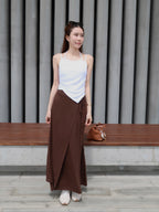 Tied on Side Cotton Maxi Skirt