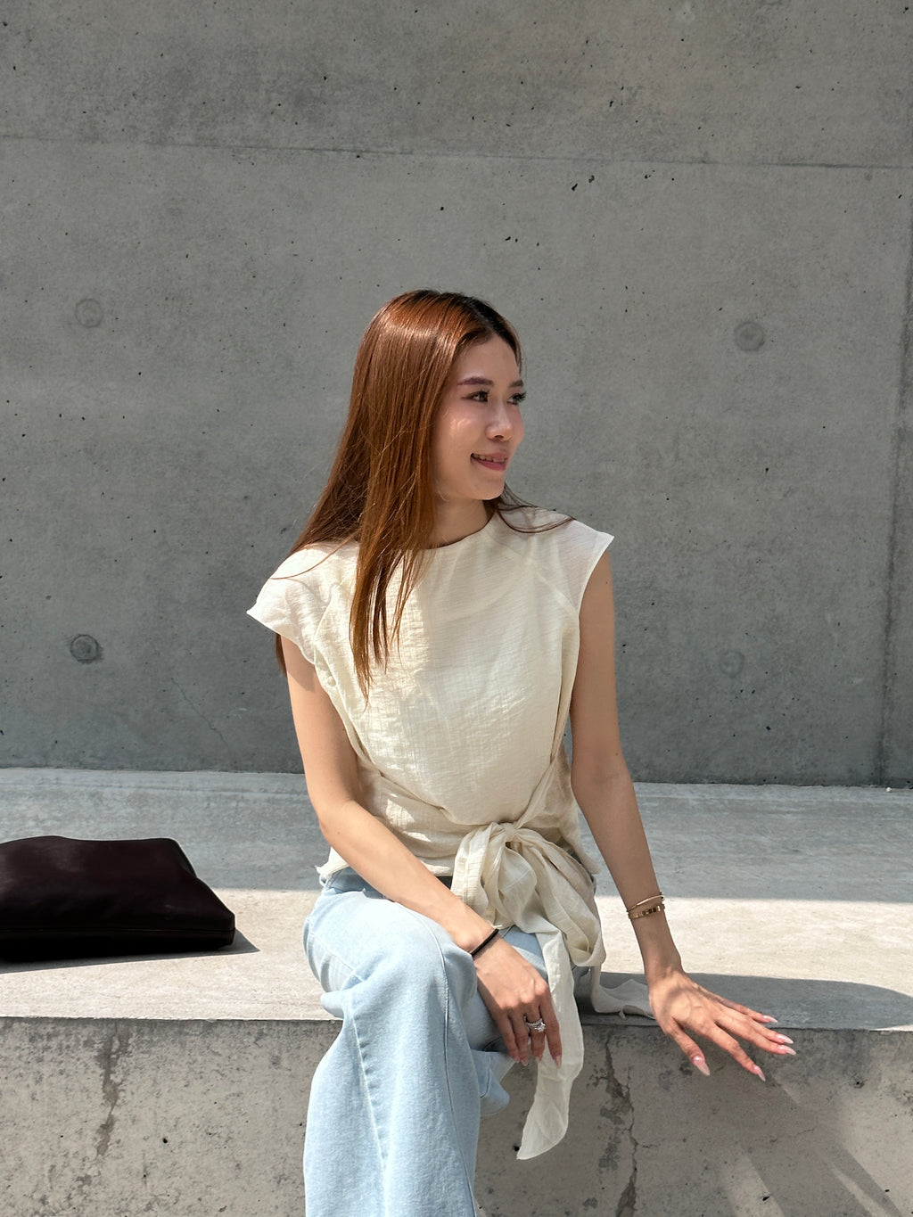Chiffon Cross Waist T Top