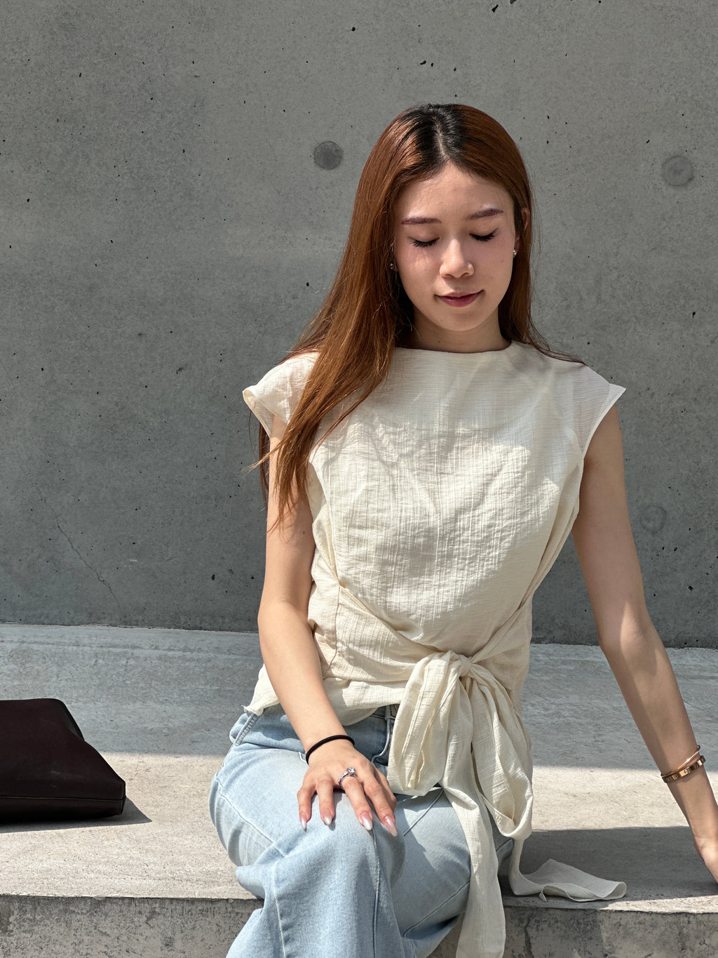 Chiffon Cross Waist T Top