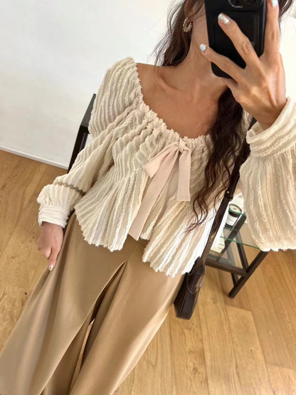 Ballet Ribbon Long Sleeves Top