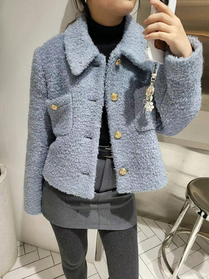 Collar Neck Tweed Jacket