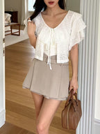 Lace V Tied Cardigan