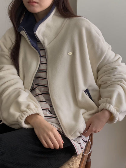 Zipped Up Fluffy Sweatshirt