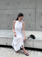 Holiday Tied Neck Maxi Dress