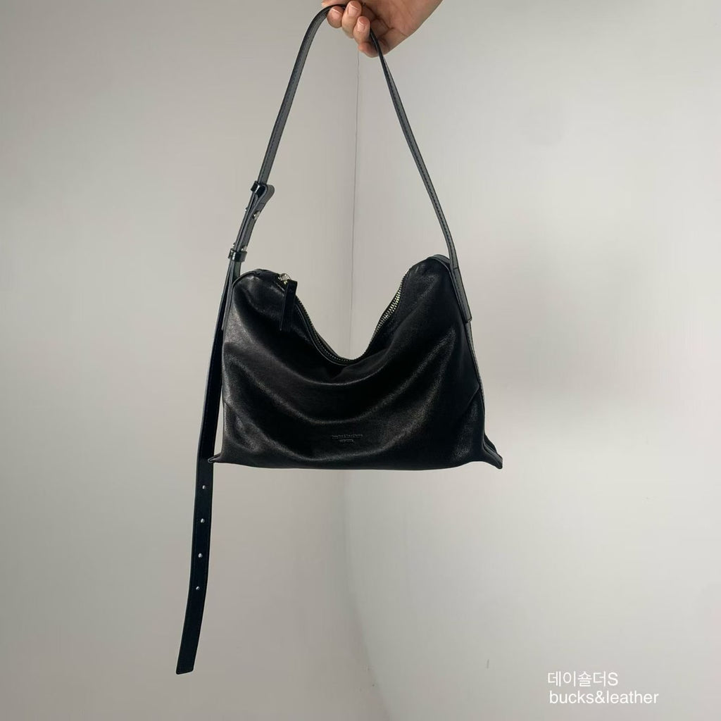 Real Leather Office Zipped Bag 大小號（底部幼版）
