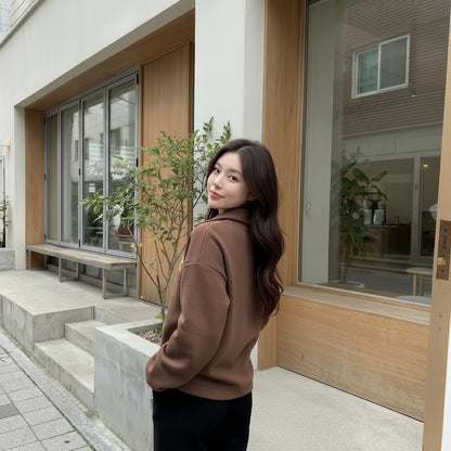 V Neck Collar Sweatshirt