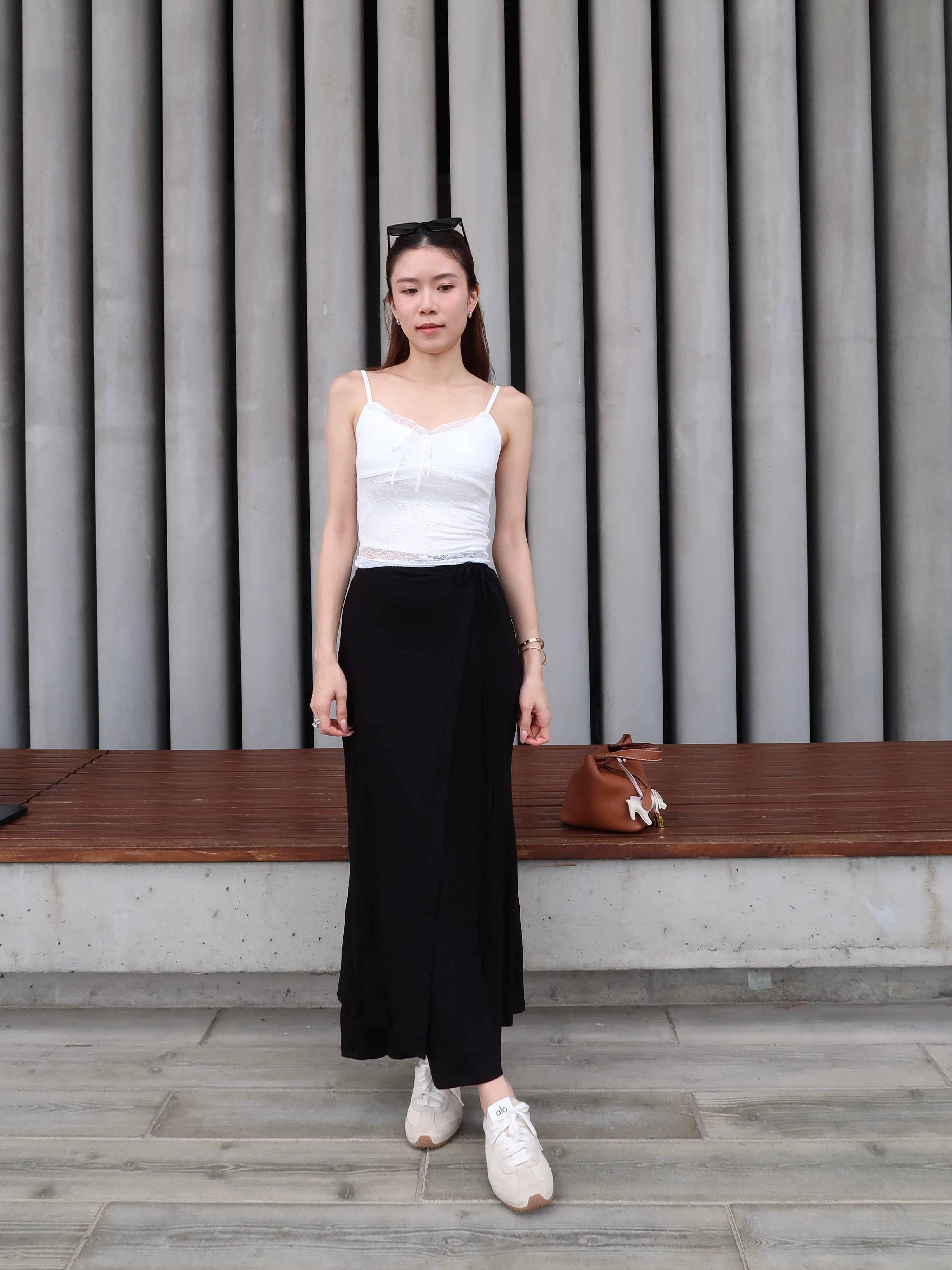 Tied on Side Cotton Maxi Skirt