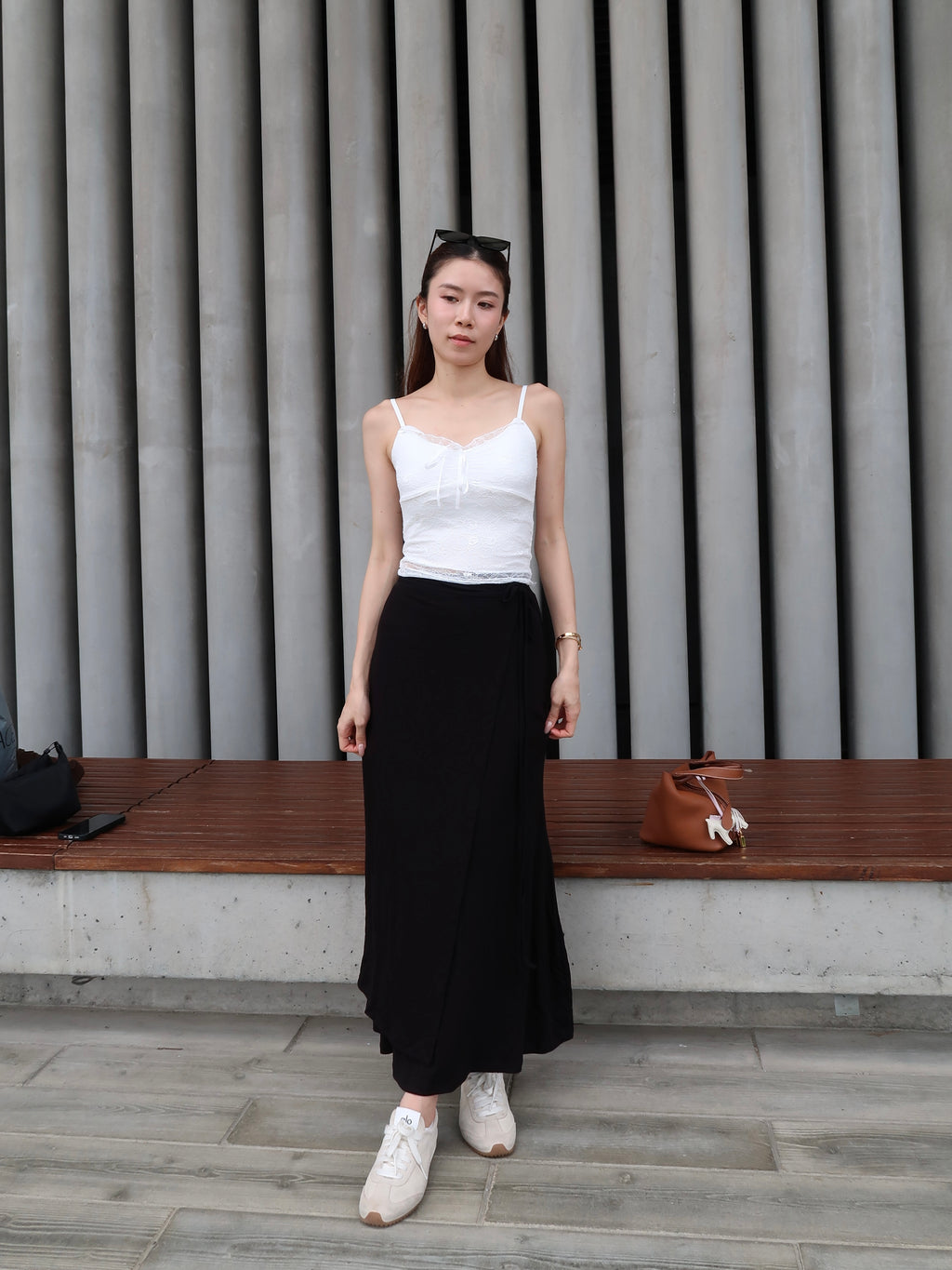 Tied on Side Cotton Maxi Skirt