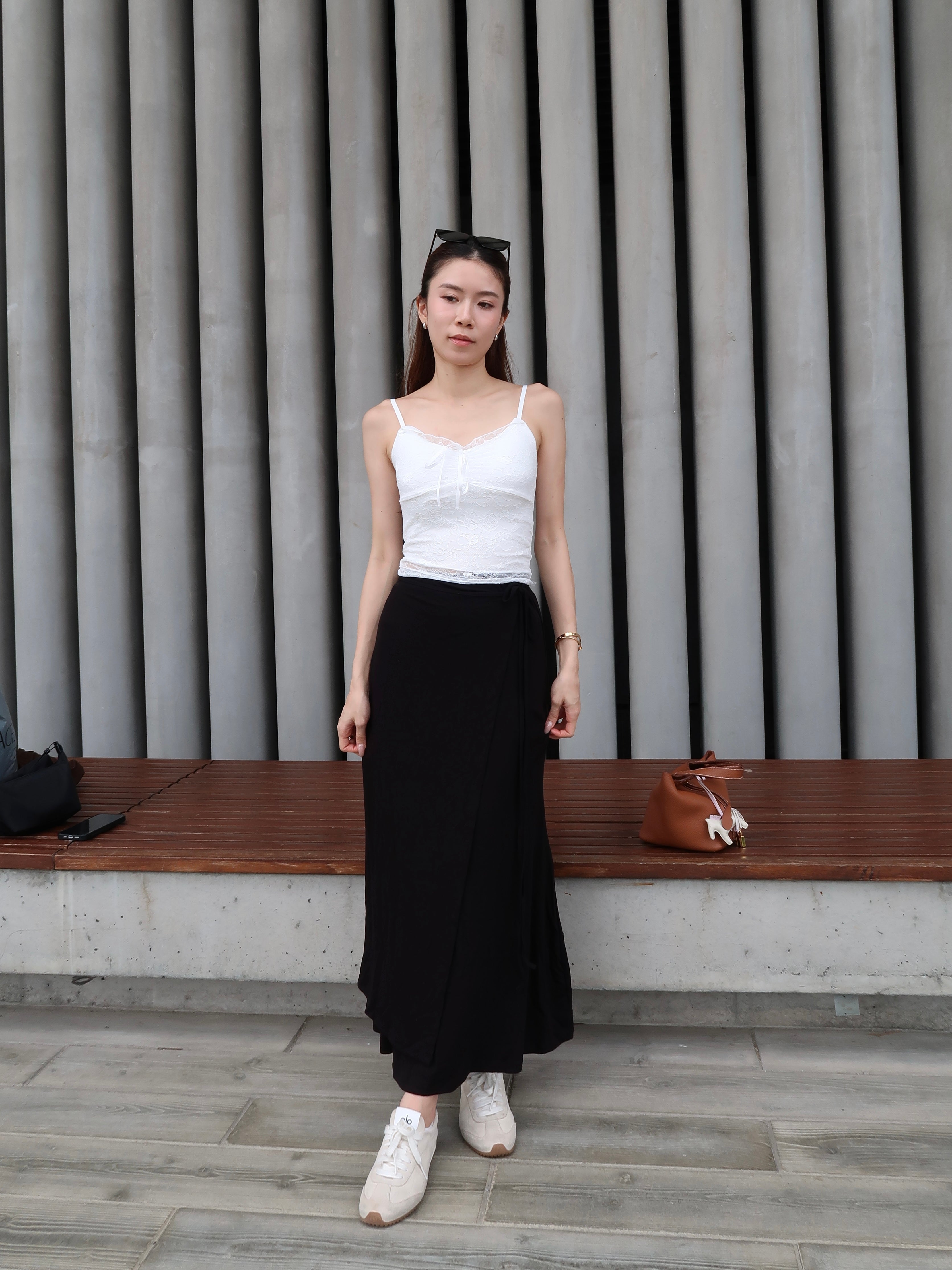 Tied on Side Cotton Maxi Skirt