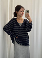 Stripe Button Top